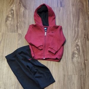 Nike Kids Red Hoodie and Black Joggers